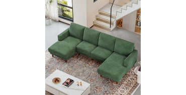 Cdiscount: Canap&eacute; en velours c&ocirc;tel&eacute; Nalookamic 4/5 places U - 269x140x86cm &agrave; 379,99&euro; (au lieu de 419,91&euro;)