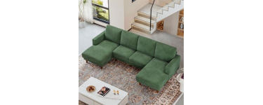 Cdiscount: Canap&eacute; en velours c&ocirc;tel&eacute; Nalookamic 4/5 places U - 269x140x86cm &agrave; 379,99&euro; (au lieu de 419,91&euro;)