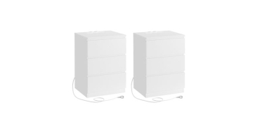 Cdiscount: VASAGLE Table de Chevet avec Multiprise, Lot de 2, 3 tiroirs, 2 prises CA, 2 USB à 72,99€