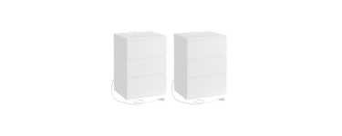 Cdiscount: VASAGLE Table de Chevet avec Multiprise, Lot de 2, 3 tiroirs, 2 prises CA, 2 USB &agrave; 72,99&euro;