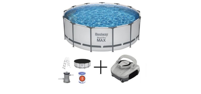 Cdiscount: Kit piscine BESTWAY Steel Pro Max 396x122cm + robot Quartz &agrave; 359,99&euro; (au lieu de 438&euro;)