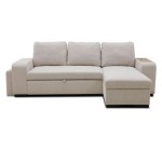Cdiscount: Canapé d'angle convertible VALDO 3-4 places - Beige, USB, coffre, pouf - tablette à 569,99€