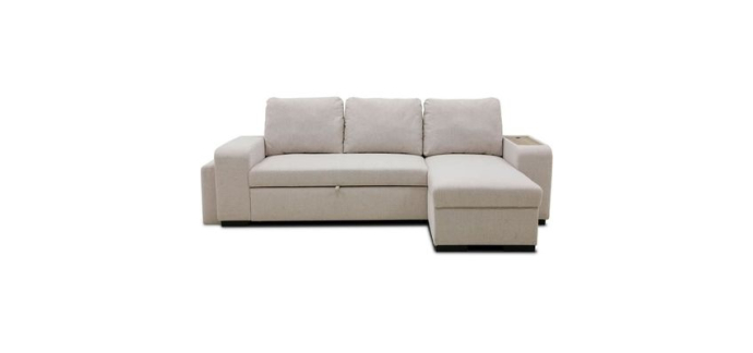 Cdiscount: Canap&eacute; d'angle convertible VALDO 3-4 places - Beige, USB, coffre, pouf - tablette &agrave; 569,99&euro;