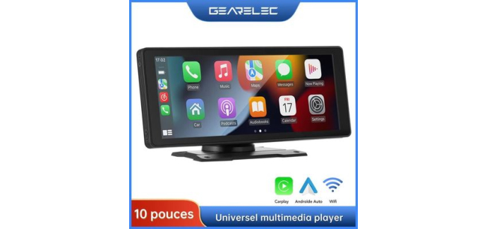 Cdiscount: Autoradio portable GEARELEC 10" Carplay Android Auto WiFi Bluetooth FM &agrave; 49,99&euro; (au lieu de 55,99&euro;)