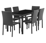 Cdiscount: Ensemble repas jardin AKELA - Table verre 160x80cm + 6 chaises r&eacute;sine tress&eacute;e &agrave; 239,99&euro;