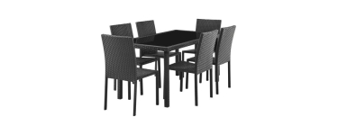 Cdiscount: Ensemble repas jardin AKELA - Table verre 160x80cm + 6 chaises r&eacute;sine tress&eacute;e &agrave; 239,99&euro;