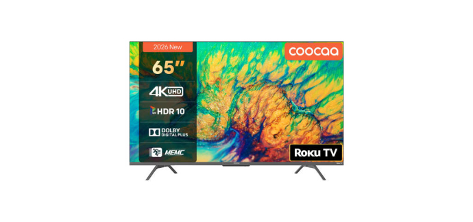 JoyBuy: Coocaa TV Smart 65 pouces UHD - Roku TV, HDR10, triple tuner à 349,99€ (au lieu de 649€)