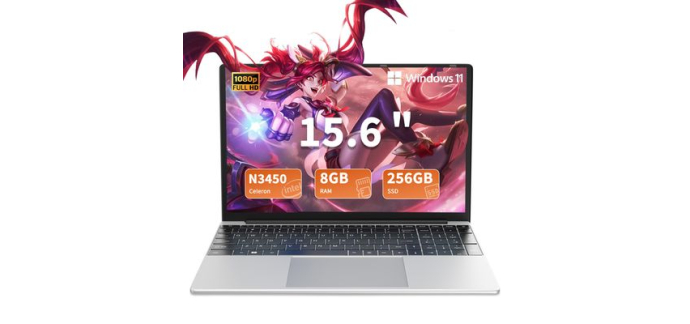 Cdiscount: PC portable 15.6" Intel Celeron N3450, 8Go RAM, 256Go SSD, Windows 11 Pro à 209,99€