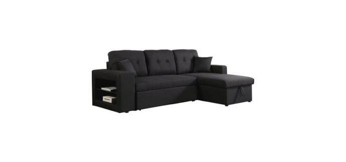 Cdiscount: Canapé d'angle convertible Axel - 3 places - Noir à 379€ (au lieu de 399€)