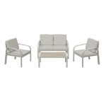 Carrefour: Salon de Jardin Bas Hyba Palma en Aluminium - 2 fauteuils, 1 canap&eacute;, 1 table basse &agrave; 195,49&euro;