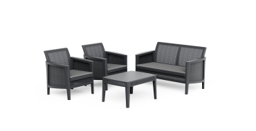 Carrefour: Salon de jardin Keter Atlas 4 places - r&eacute;sine, banc, 2 fauteuils, table basse &agrave; 101,99&euro;