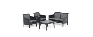 Carrefour: Salon de jardin Keter Atlas 4 places - r&eacute;sine, banc, 2 fauteuils, table basse &agrave; 101,99&euro;