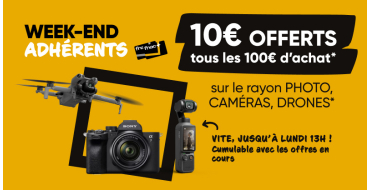 Fnac: [Adh&eacute;rents] 10&euro; offerts tous les 100&euro; d'achat sur le rayon prise de vue