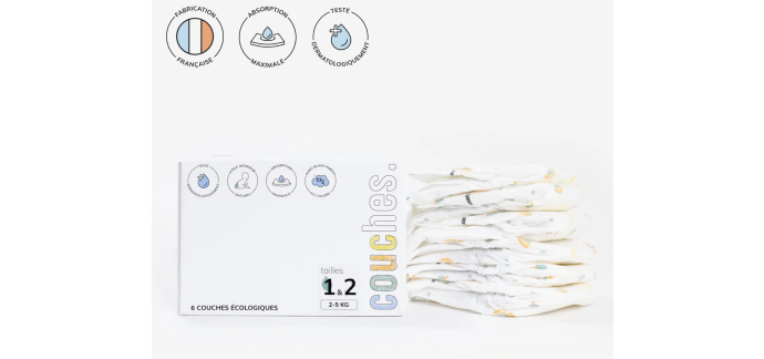 La Marque en Moins: Pack essai 6 couches écologiques fabriquées en France à 1,90 €