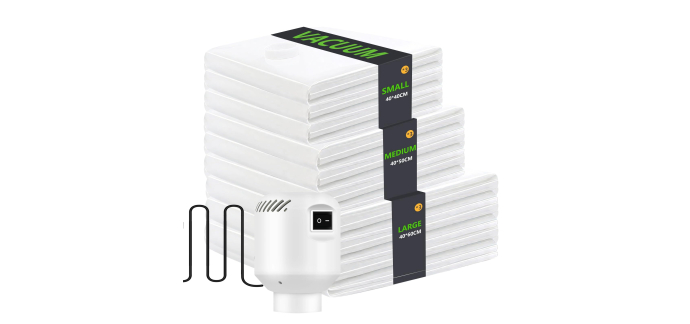 Amazon: Lot de 9 sacs de rangement sous vide Ckclr avec pompe &eacute;lectrique &agrave; 11,99&euro; (au lieu de 19,99&euro;)