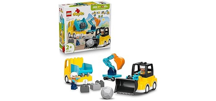 Amazon: LEGO® DUPLO® Ma Ville Les Véhicules de Chantier (10475) à 18,99€ (au lieu de 24,99€)