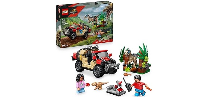 Amazon: LEGO Jurassic World Velociraptor & 4x4 (76972) à 24,99€ (au lieu de 34,99€)