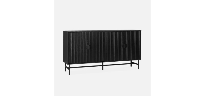 Sweeek: Buffet de rangement noir Bazalt 4 portes à 174,99€ (au lieu de 249,99€)