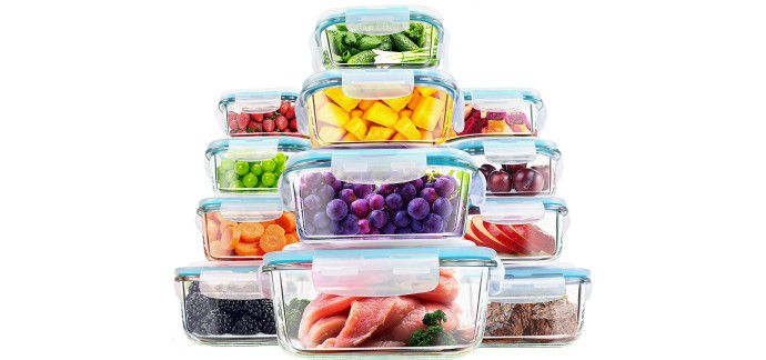 Amazon: Lot de 12 boîtes conservation verre Kichly - compatible lave-vaisselle, congélateur et micro-ondes à