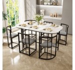 Cdiscount: Ensemble table à manger blanche 140x80cm + 6 chaises grises à 237,99€ (au lieu de 249,99€)
