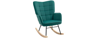 Amazon: Fauteuil &agrave; bascule HOMCOM velours vert fonc&eacute; - acier, bois massif &agrave; 47,40&euro; (au lieu de 94,90&euro;)
