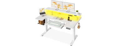 Amazon: Bureau &eacute;lectrique assis-debout OffiGo Forme U 140cm avec support &eacute;cran et USB &agrave; 144,99&euro;