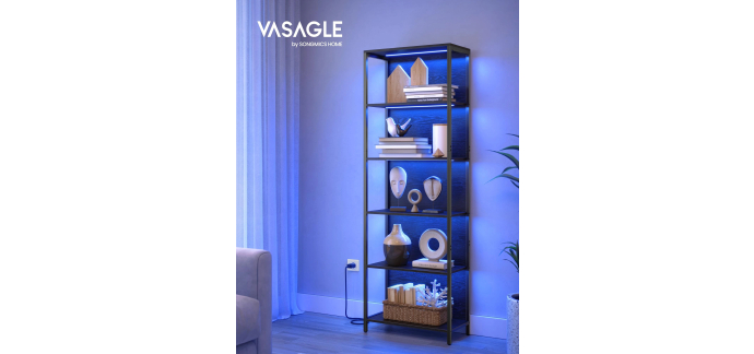 Amazon: Biblioth&egrave;que LED Vasagle 6 niveaux - Lumi&egrave;res r&eacute;glables, cadre acier &agrave; 68,79&euro; (au lieu de 85,99&euro;)
