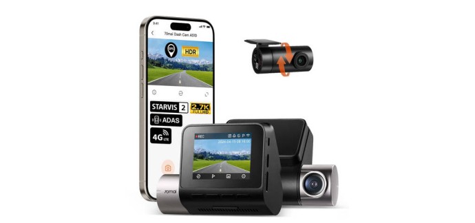 JoyBuy: Caméra de voiture 70mai A510-1 2.7K Avant/Arrière à 82,99€ (au lieu de 119,99€)