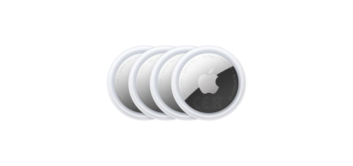 Amazon: Lot de 4 AirTags Apple (2ᵉ g&eacute;n&eacute;ration) &agrave; 95&euro; (au lieu de 107&euro;)