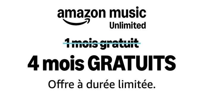 Amazon: Amazon Music Unlimited : 4 mois d'essai gratuit pour 100 millions de titres en streaming