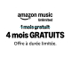 Amazon: Amazon Music Unlimited : 4 mois d'essai gratuit pour 100 millions de titres en streaming
