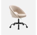 Sweeek: Chaise de bureau ronde velours blanc cassé à 74,99€ (au lieu de 99,99€)