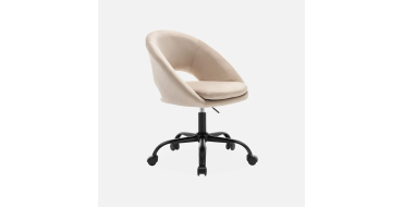 Sweeek: Chaise de bureau ronde velours blanc cass&eacute; &agrave; 74,99&euro; (au lieu de 99,99&euro;)