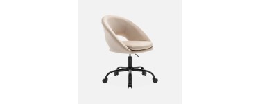 Sweeek: Chaise de bureau ronde velours blanc cassé à 74,99€ (au lieu de 99,99€)