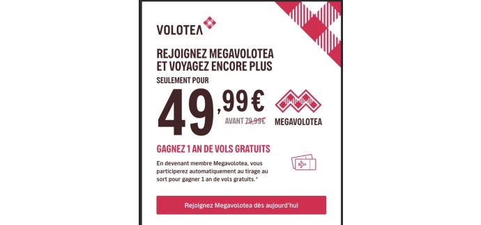 Volotea: Abonnement Megavolotea à 49,99€ (au lieu de 79,99€)