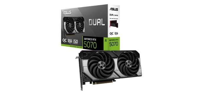 Amazon: Carte graphique Asus Dual GeForce RTX 5070 OC 12GB GDDR7 à 568,91€