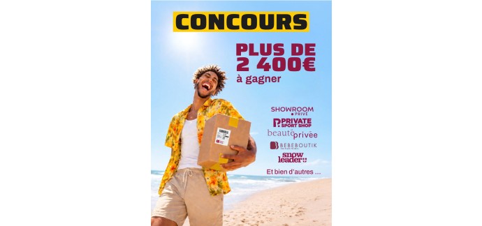 Mondial Relay: 1 lot Showroomprivé + Private Sport Shop + Fincut et plus (valeur 1197€) à gagner
