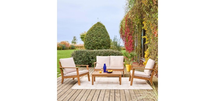 Sweeek: Salon de jardin Owana - Bois d'acacia, 4 places à 199,99€ (au lieu de 399,99€)