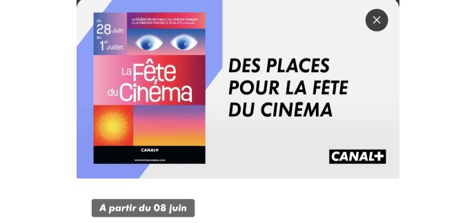 Canal +: [Abonnés Canal+] 2 places gratuites de cinéma