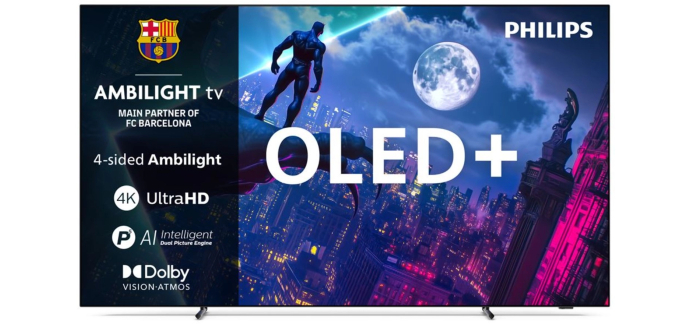 Fnac: TV 65" Philips Ambilight 65OLED950 - OLED+, 164 cm, 2025 à 1549€ (via 300€ ODR)