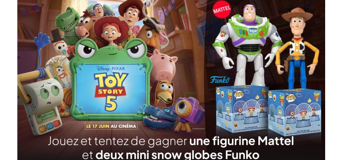 M6: 10 lots Toy Story (figurine Mattel + 2 mini snow globes Funko) (valeur 14.99€ chacun) à gagne