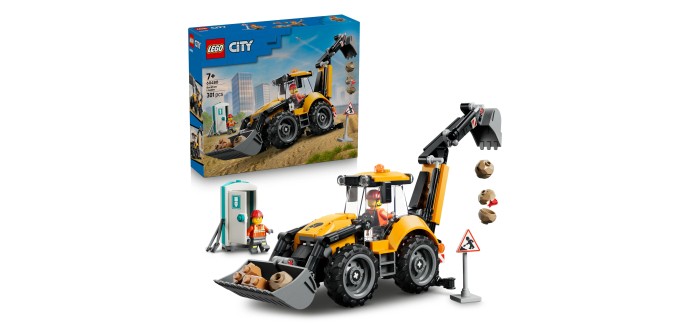 Amazon: LEGO City Le tractopelle jaune (60480) à 23,99€ (au lieu de 27,24€)