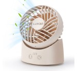 JoyBuy: Mini ventilateur de bureau Luxaid - 60° oscillation, 3 vitesses, batterie 1800 mAh à 13,90€