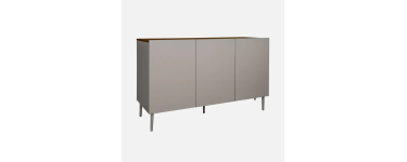Sweeek: Buffet métal et décor bois 3 portes 120cm gris et noyer à 135,99€ (au lieu de 169,99€)