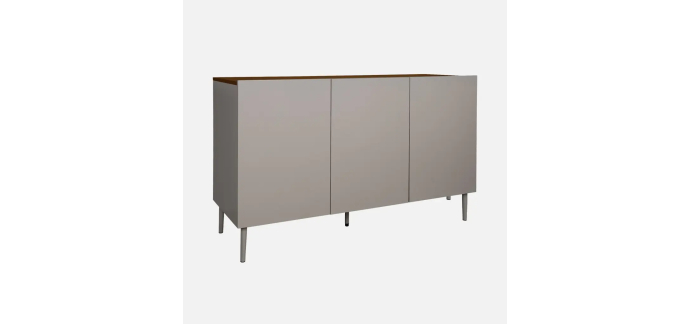 Sweeek: Buffet métal et décor bois 3 portes 120cm gris et noyer à 135,99€ (au lieu de 169,99€)