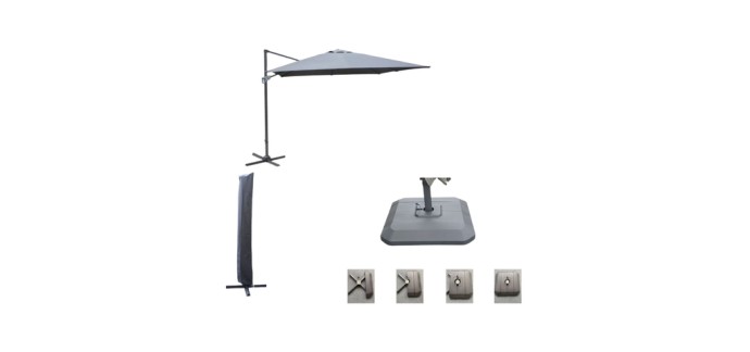 JoyBuy: Parasol déporté orientable PROLOISIRS NH 3×3 KIT COMPLET à 296,90€ (au lieu de 459,90€)