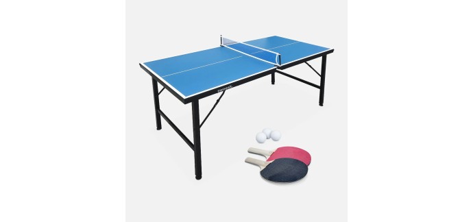 Sweeek: Mini table de ping pong pliable 150x75cm INDOOR bleue à 69,99€ (au lieu de 89,99€)