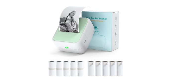 Amazon: Mini imprimante Bluetooth Bisofice + 11 rouleaux papier à 21,59€