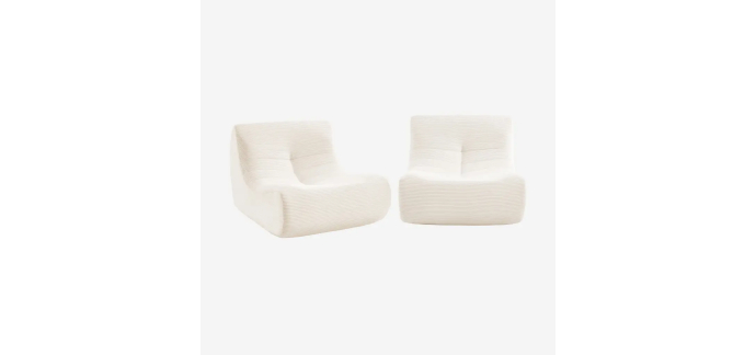 Sweeek: Chauffeuse velours côtelé 2 places crème à 274,99€ (au lieu de 549,99€)