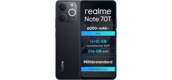 JoyBuy: Realme Note 70T Smartphone 4+256 Go, écran 6.75", batterie 6000 mAh à 99€ (au lieu de 129€)